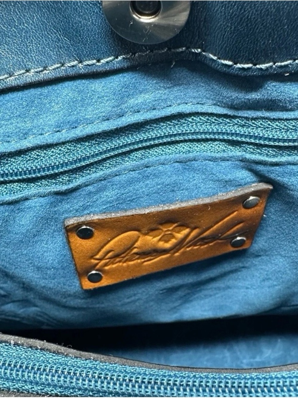 Patricia Nash ‘ Octavia’ Blue Tooled Leather Tassel Hobo Bag. NWOTs - Picture 14 of 14